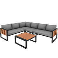 GARTENLOUNGE-SET mit 2 Zweisitzer-Sofas 110/60/63,5 cm, verzinktem Metallgestell und Couchtisch, Grau - Grau, Metall - Redom