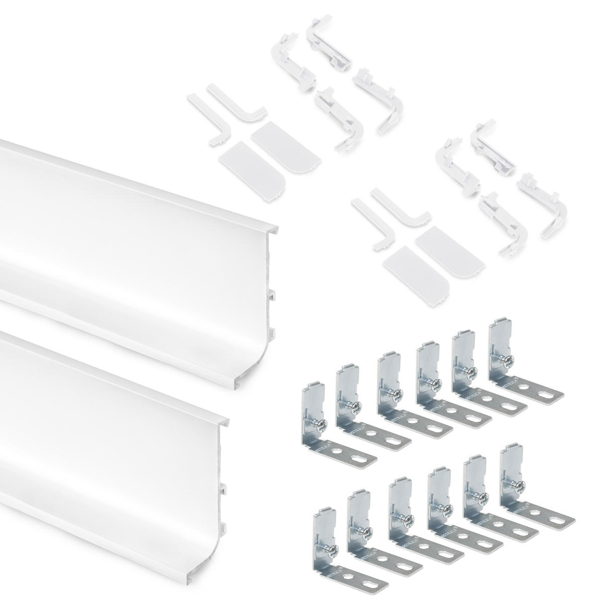AUFLOTPROFILE Gola für Küchenmöbel, Länge 2,35m, mit Zubehör, Aluminium, weiß lackiert 2er-set - Weiß, Metall (2.43/235cm) - EMUCA