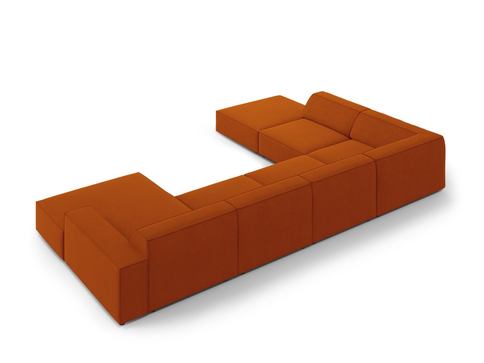 Thumbnail - Micadoni Panoramasofa, Terra cotta, Textil, 7-Sitzer, U-Form, 262x70x364 cm, Hergestellt in Europa, Wohnzimmer, Sofas & ...