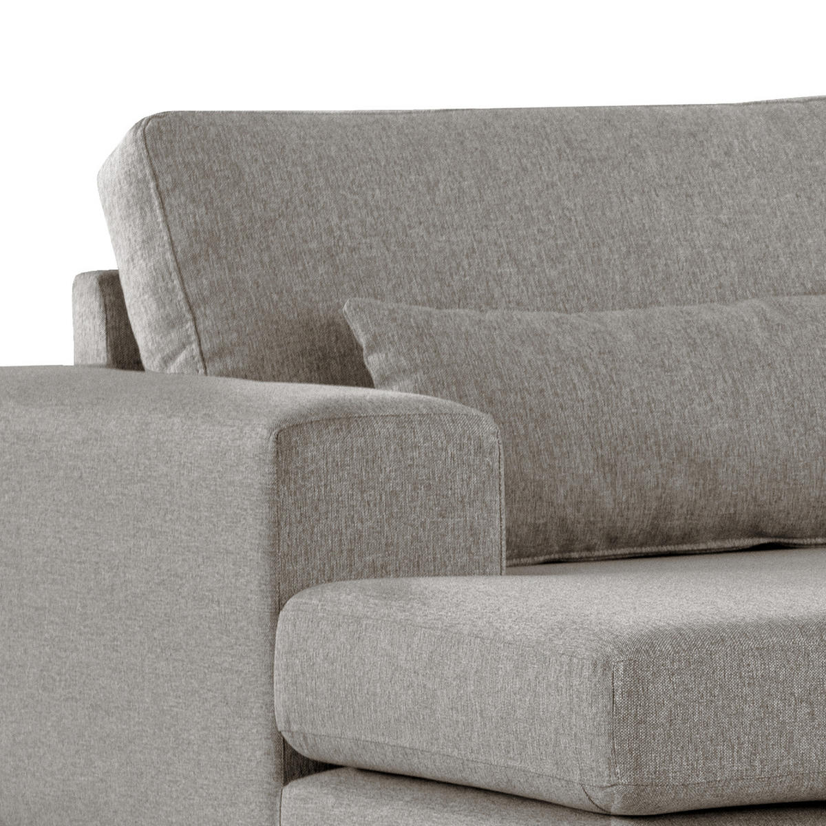 ECKSOFA mit Longchair - Graubraun/Buchefarben, Buchenholz/Textil (281/153cm) - home24