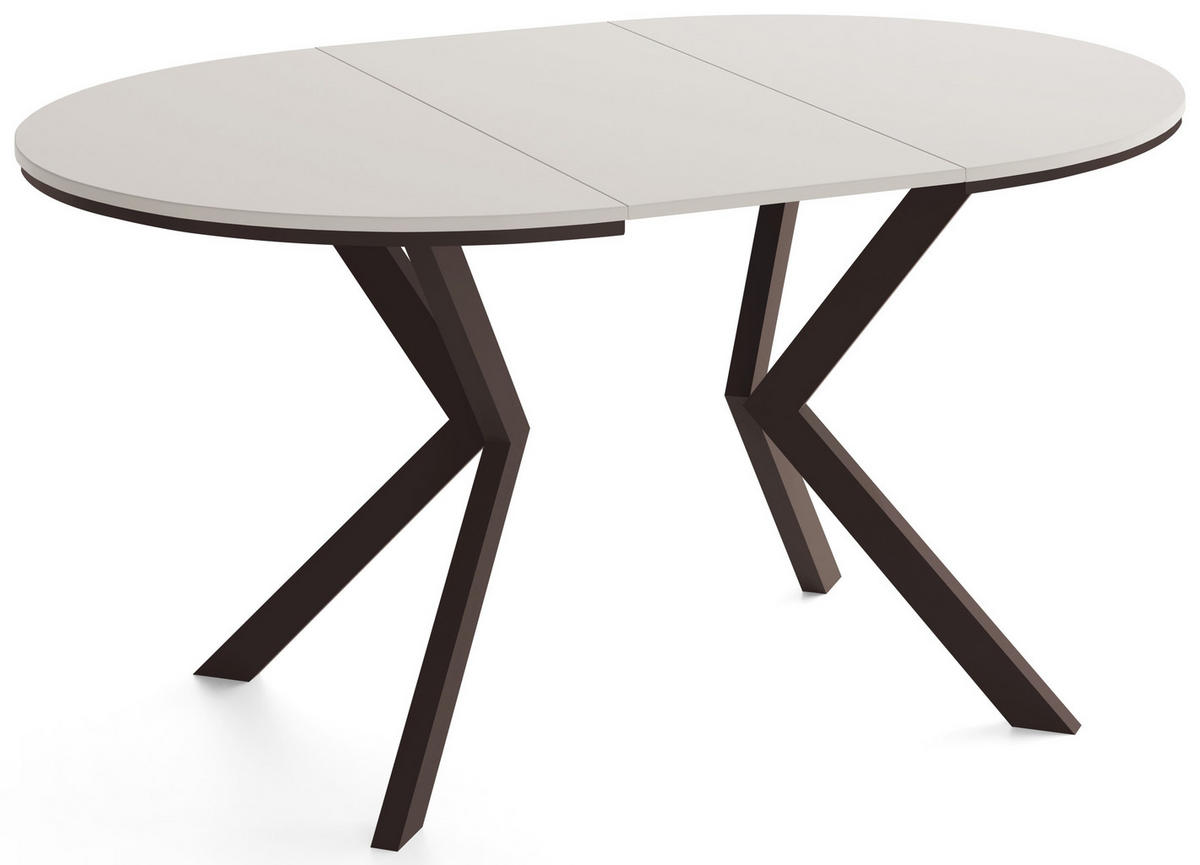 ESSTISCH Valio Neo rund oval ausziehbar verlängerbar mit braunen Metallbeinen, Kaschmir 90-130/90/76 cm - Kaschmir/Beige, Holzwerkstoff/Metall (90/130/76cm) - WFL GROUP
