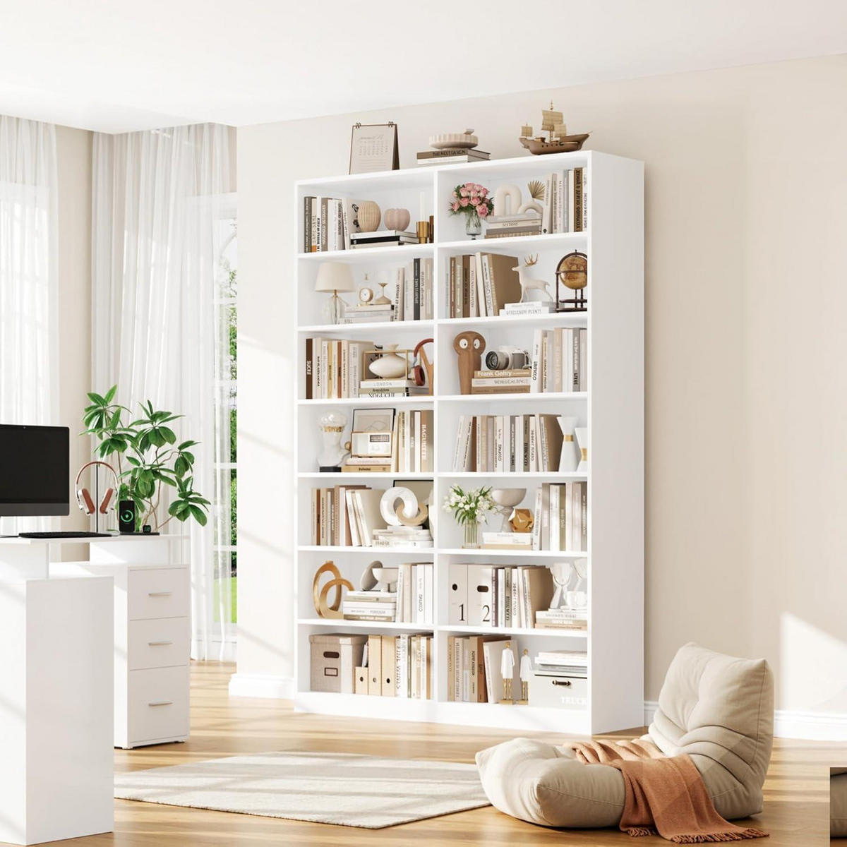 BÜCHERREGAL 212 cm weiß 116x28,5 cm - Weiß, Holzwerkstoff (116/212/28.5cm)
