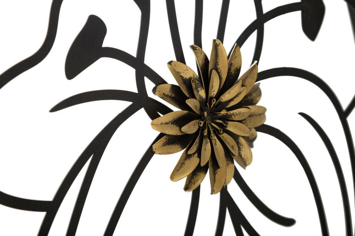 WANDDEKORATION Simply Flotis, schwarz und goldfarben, Eisen, 63 x 69 cm - Goldfarben/Schwarz, Metall (63/69/2cm) - Mauro Ferretti