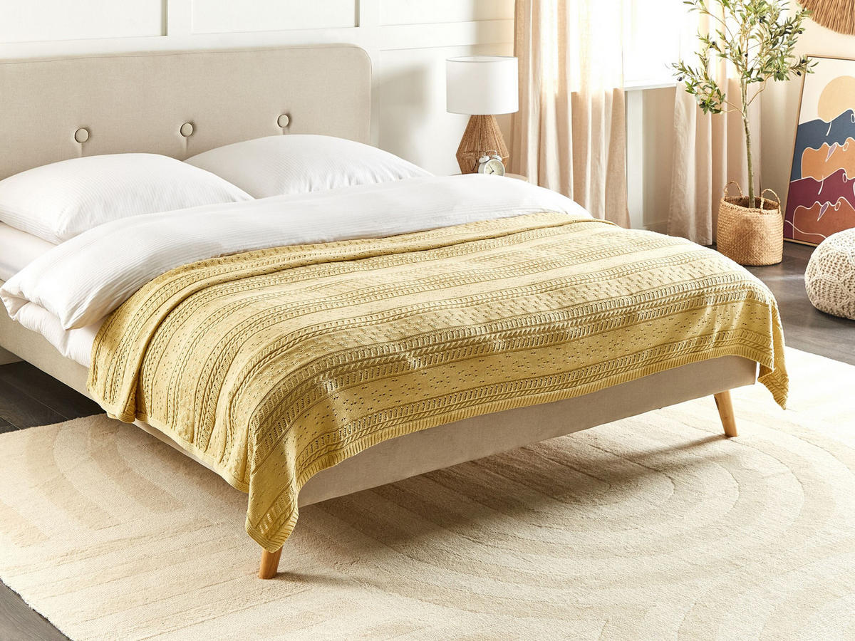 DECKE Gelb 150 x 200 cm Daulet - Gelb, Textil (150/200cm) - Beliani