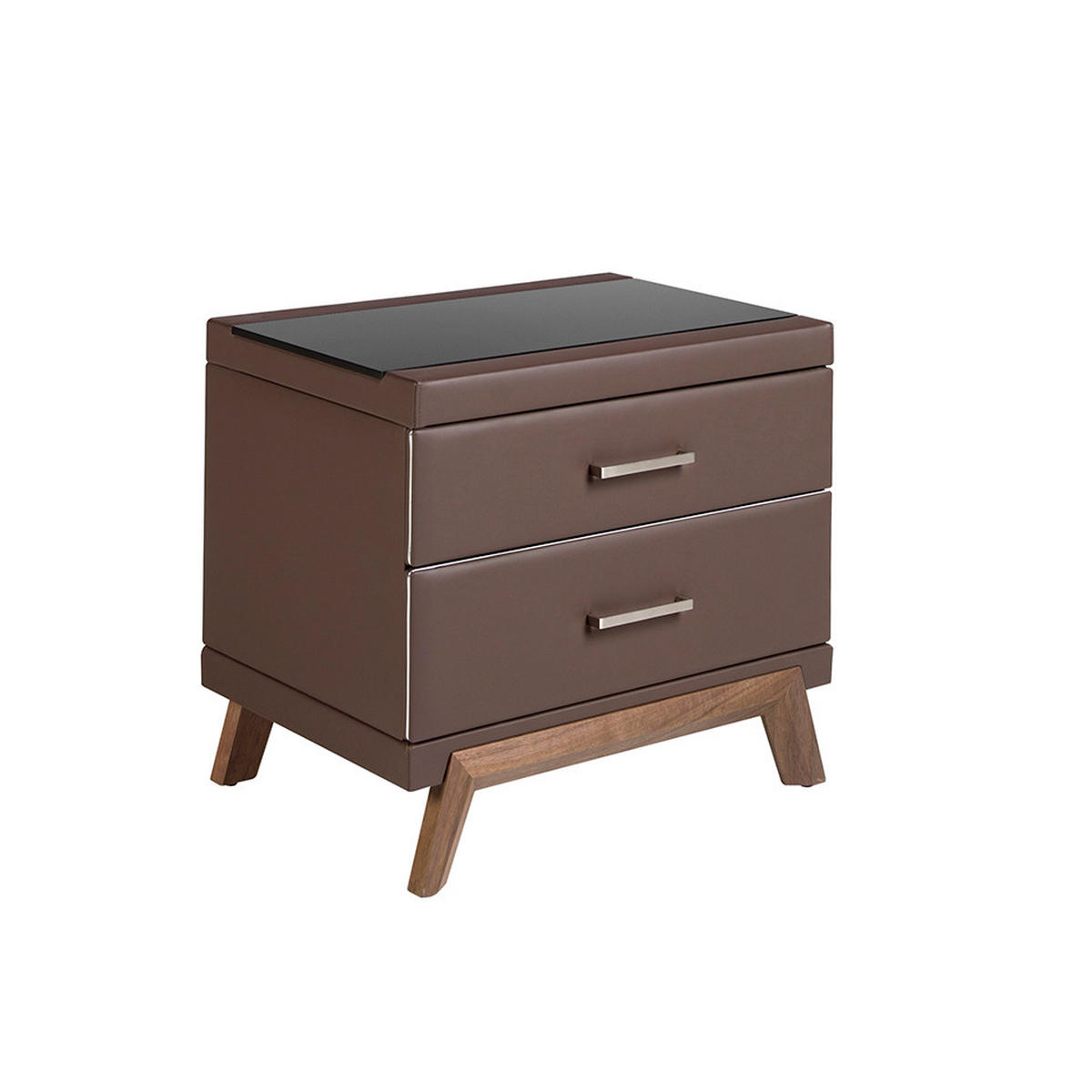 NACHTSCHRANK Walnuss Braun Schwarz 60/46/56 cm - Walnussfarben/Schwarz, Holz (60/56/46cm) - ANGEL CERDA