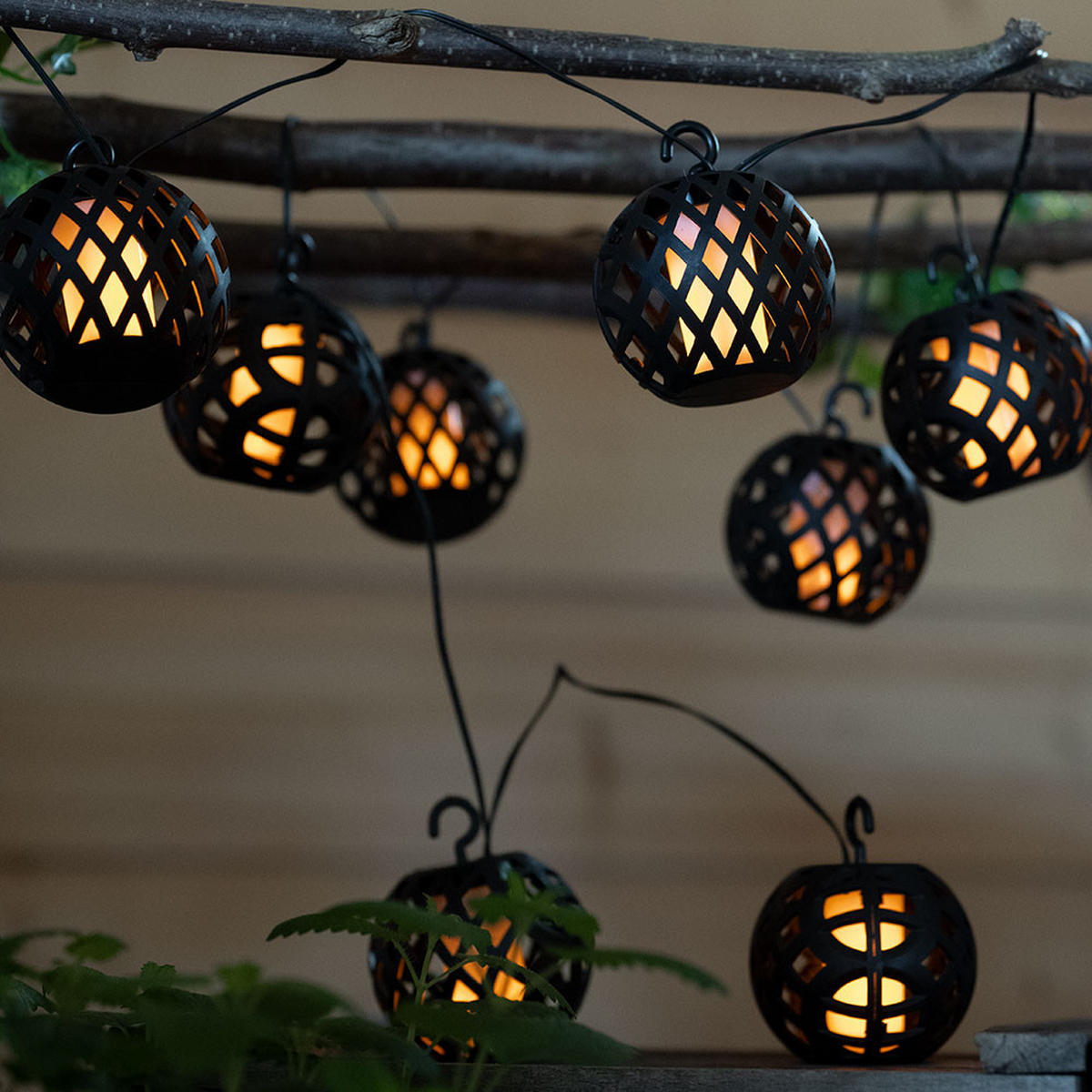 LED AUSSENLEUCHTE Solar Lichterkette Schwarz - Schwarz, Kunststoff (410/7/7cm) - Globo Lighting