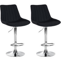 BARHOCKER 2er Set Tolor Stoff chrom schwarz - Chromfarben/Schwarz, Textil/Metall (49.5/112/50cm) - TPFLiving