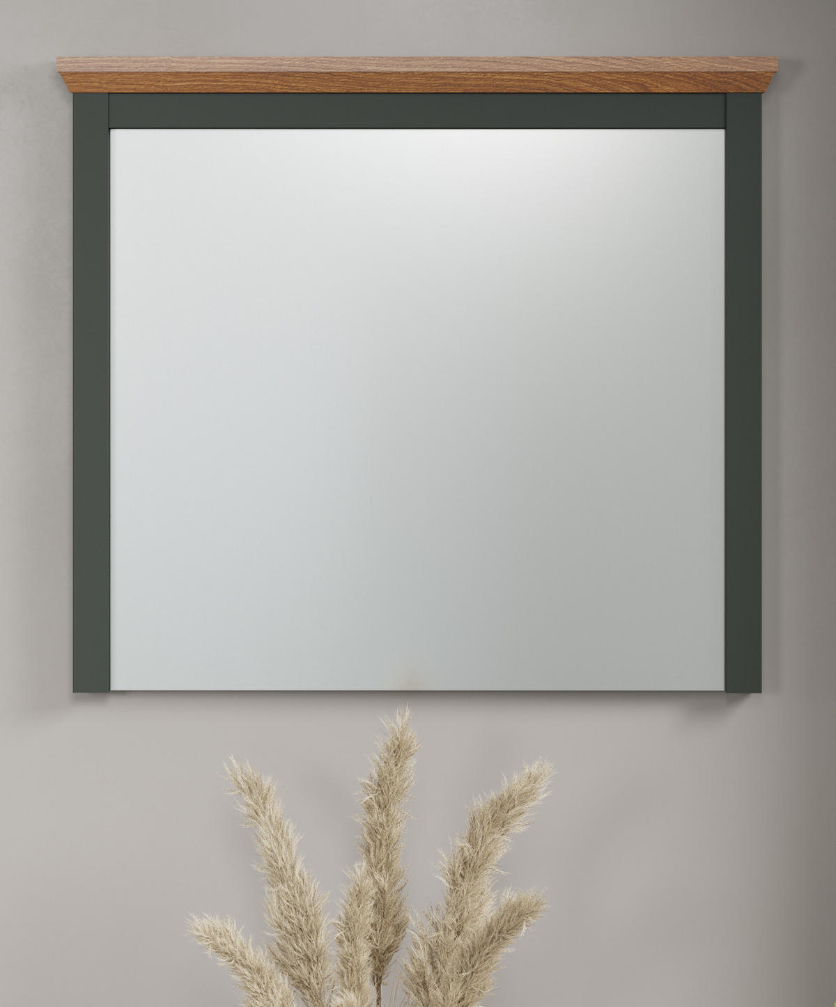 GARDEROBENSPIEGEL grün, Evoke Eiche Landhaus, Flur Diele Spiegel 77 x 68 cm - Eichefarben/Grün, Glas/Holzwerkstoff (77/68/6cm) - Top.Furn