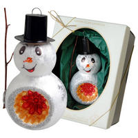 CHRISTBAUMSCHMUCK Schneemann Woody Weiß 13cm (Glas / 1 Stk.) - Weiß, Glas (7/13/7cm) - Krebs Glas Lauscha