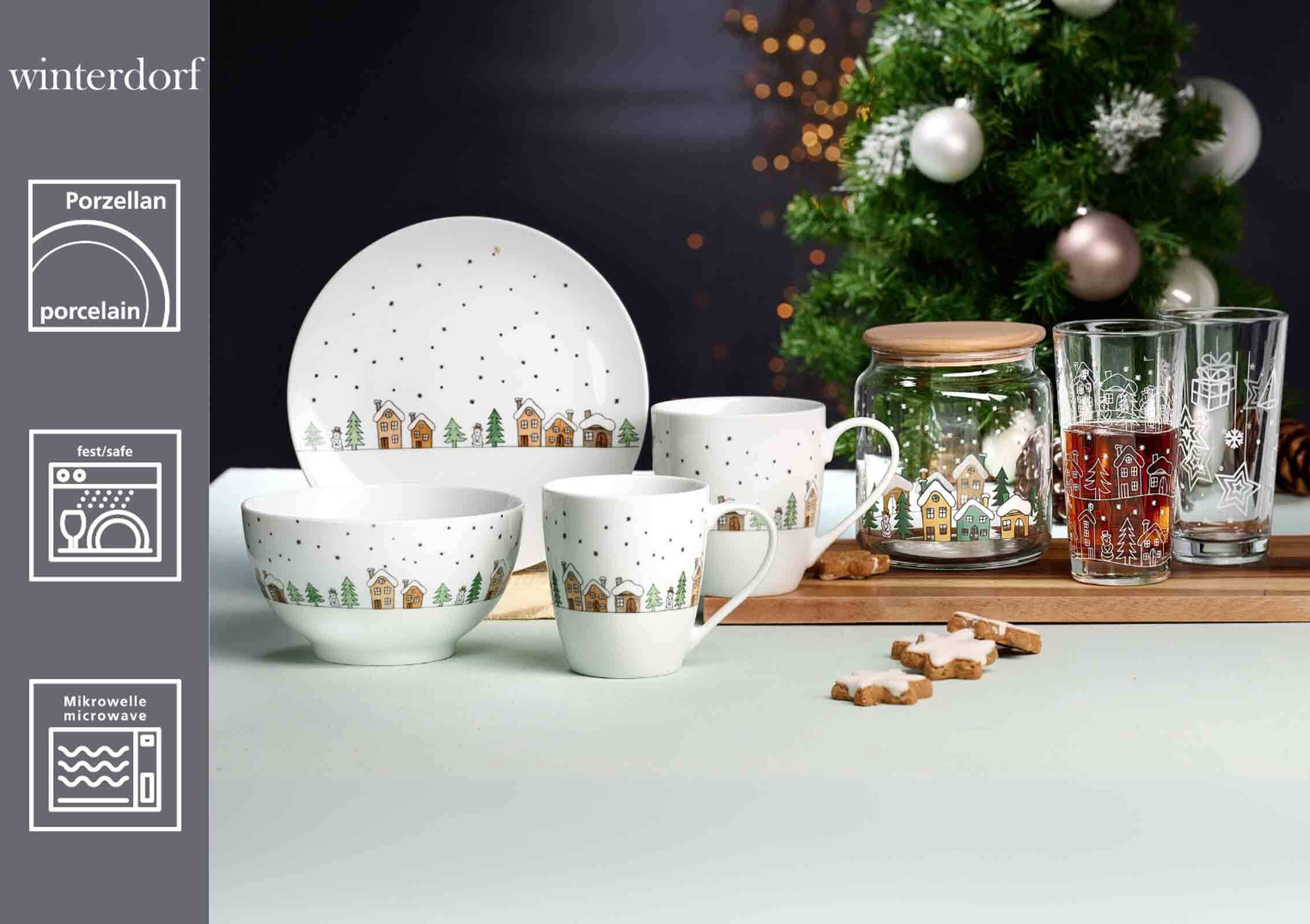 MÜSLISCHALEN Winterdorf weiß ø 15 cm 6er Set - Weiß, Keramik (15cm) - Ritzenhoff Breker
