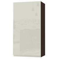 HÄNGESCHRANK Florence W4/50 Lava / RAL 1013 perlweiß HG 50 / 32,5 / 96cm - Türanschlag rechts - Dunkelgrau/Weiß Hochglanz, Holz/Holzwerkstoff (50/96/32.5cm) - Feldmann-Wohnen