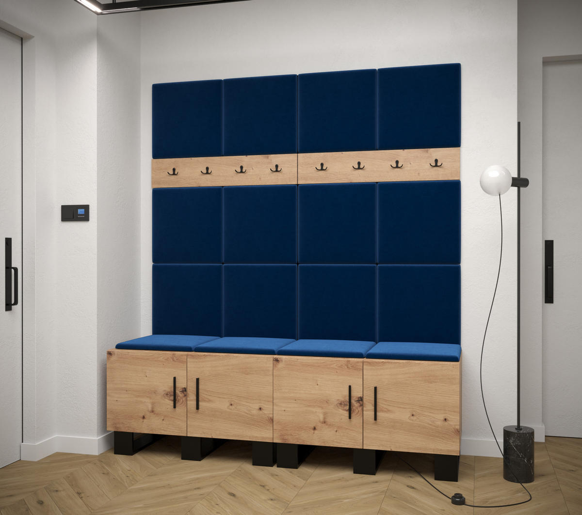 GARDEROBEN-SET 196/168/45,6 - Schwarz/Eiche Artisan, Holz/Kunststoff (168/196/45.6cm) - Abiks Möbel