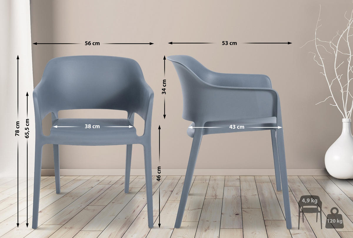 GARTENSTUHL Kunststoff anthrazit - Anthrazit, Kunststoff (56/78/53cm) - CLP