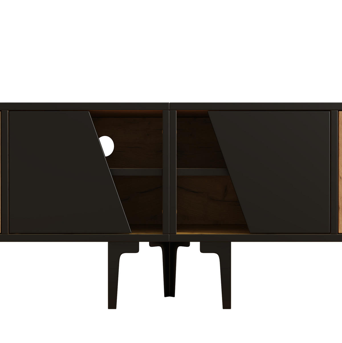TV-ELEMENT mit 4 Fächern 160 x 36,5 x 45 cm Holzoptik Schwarz - Braun, Holzwerkstoff (36.5/45/160cm) - Beauniv