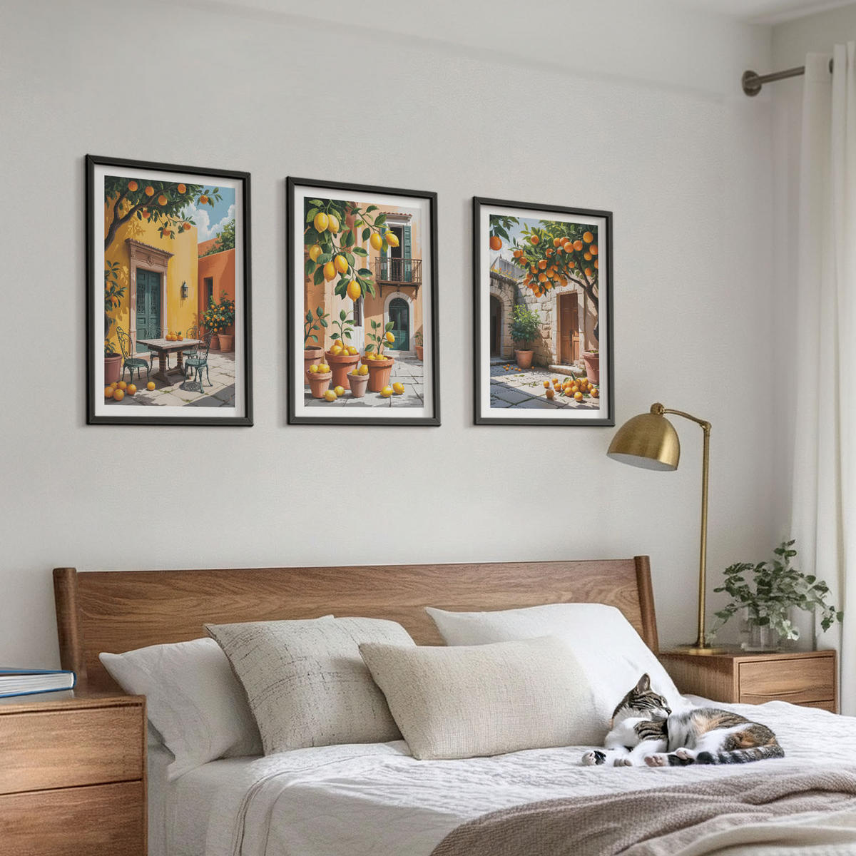 WANDBILDER 3er-Set - 40x60 cm Schwarzer Rahmen - Zitrusfrüchte im Garten - Schwarz, Kunststoff (40/60cm) - ArtPrintCave