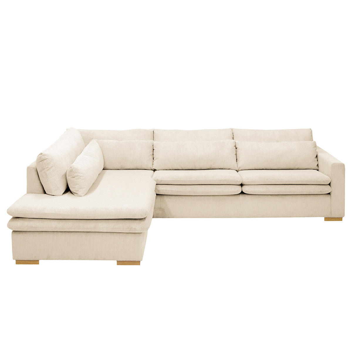 ECKSOFA mit Ottomane - Eichefarben/Creme, Eichenholz/Textil (299/216cm) - home24
