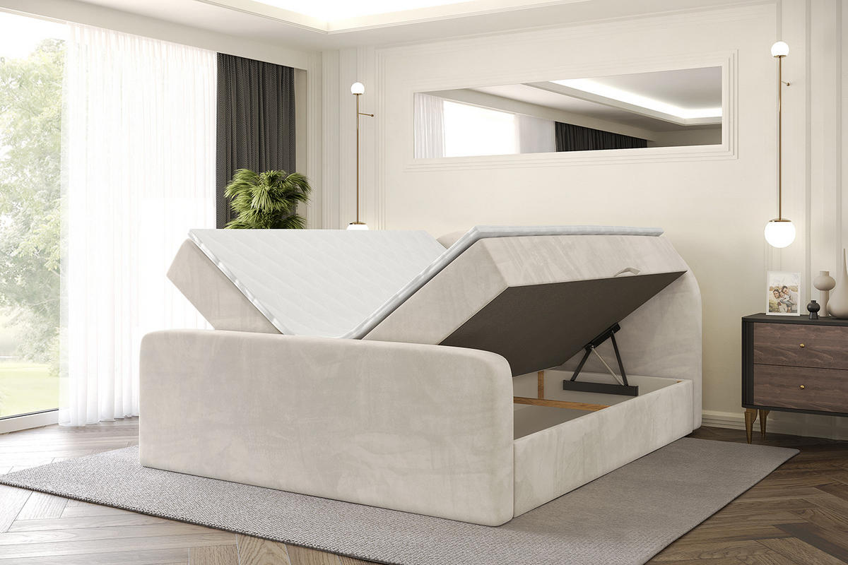 BOXBETT mit Matratze H4 und Lattenrost - NOX-Z - 160x200 - Beige Casablanca - Beige, Holzwerkstoff (160/200cm) - ALTDECOR