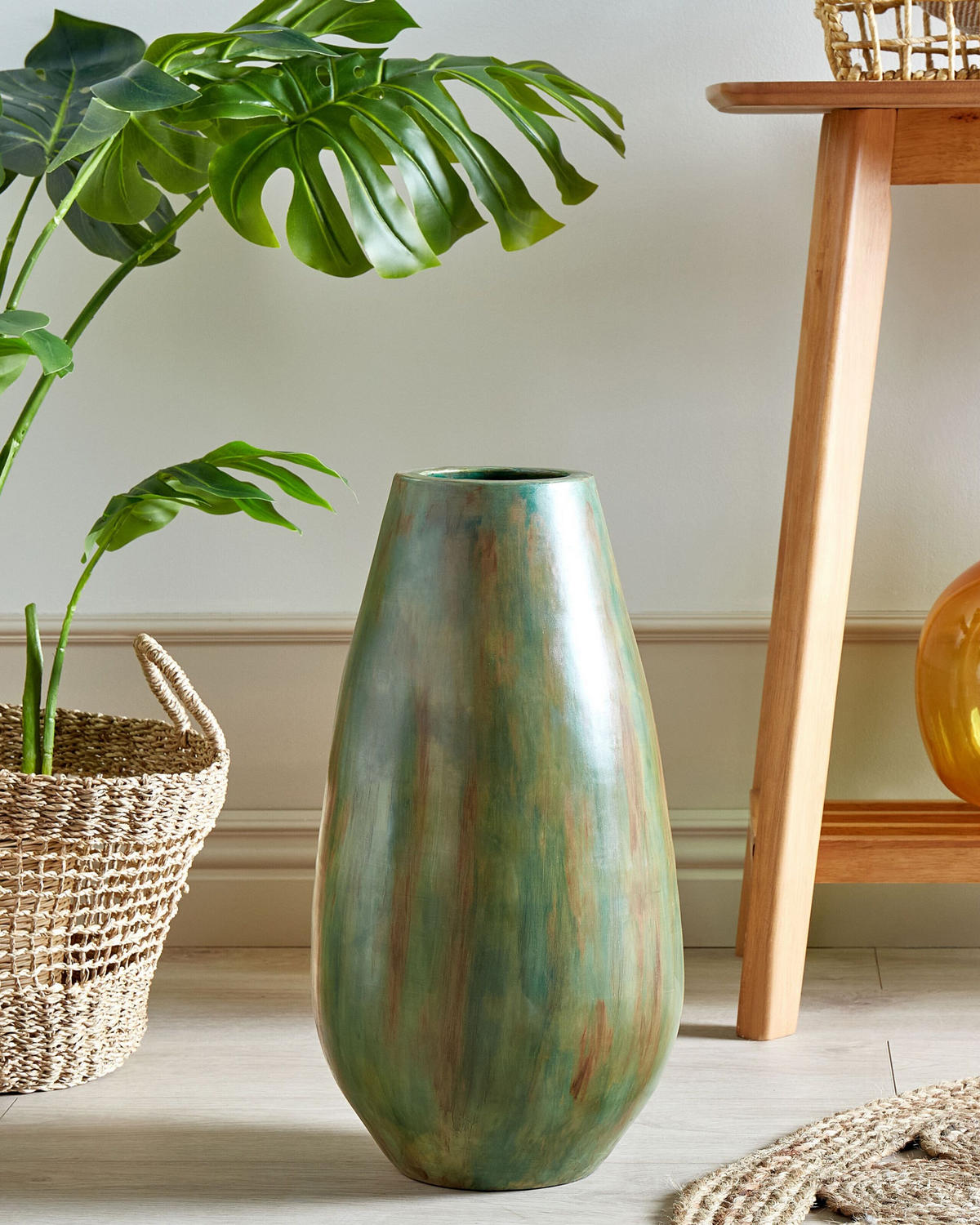 DEKOVASE Terrakotta grün Amfisa - Grün, Stein (50cm) - Beliani