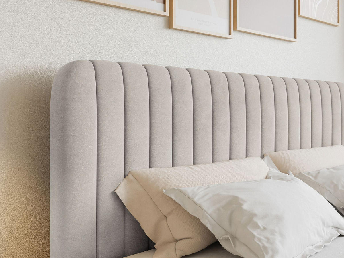 BOXBETT Saliano mit Topper und Samtbezug Beige, 200x200 cm - Beige, Kunststoff/Textil (200/200cm) - Selsey