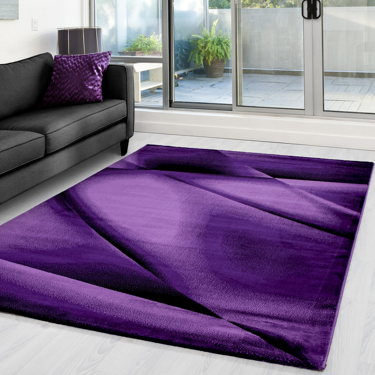 TEPPICH Kurzflor Abstrakt Polypropylen saugroboter Wohnzimmer Violett Rechteckig 140x200 - Lila, Textil (140/200cm) - KADIMA DESIGN