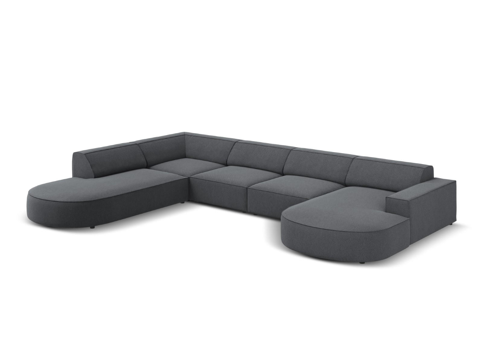 PANORAMASOFA links Jodie aus strukturiertem Stoff dunkelgrau 7 Sitzplätze - Dunkelgrau, Textil (262/70/364cm) - Micadoni