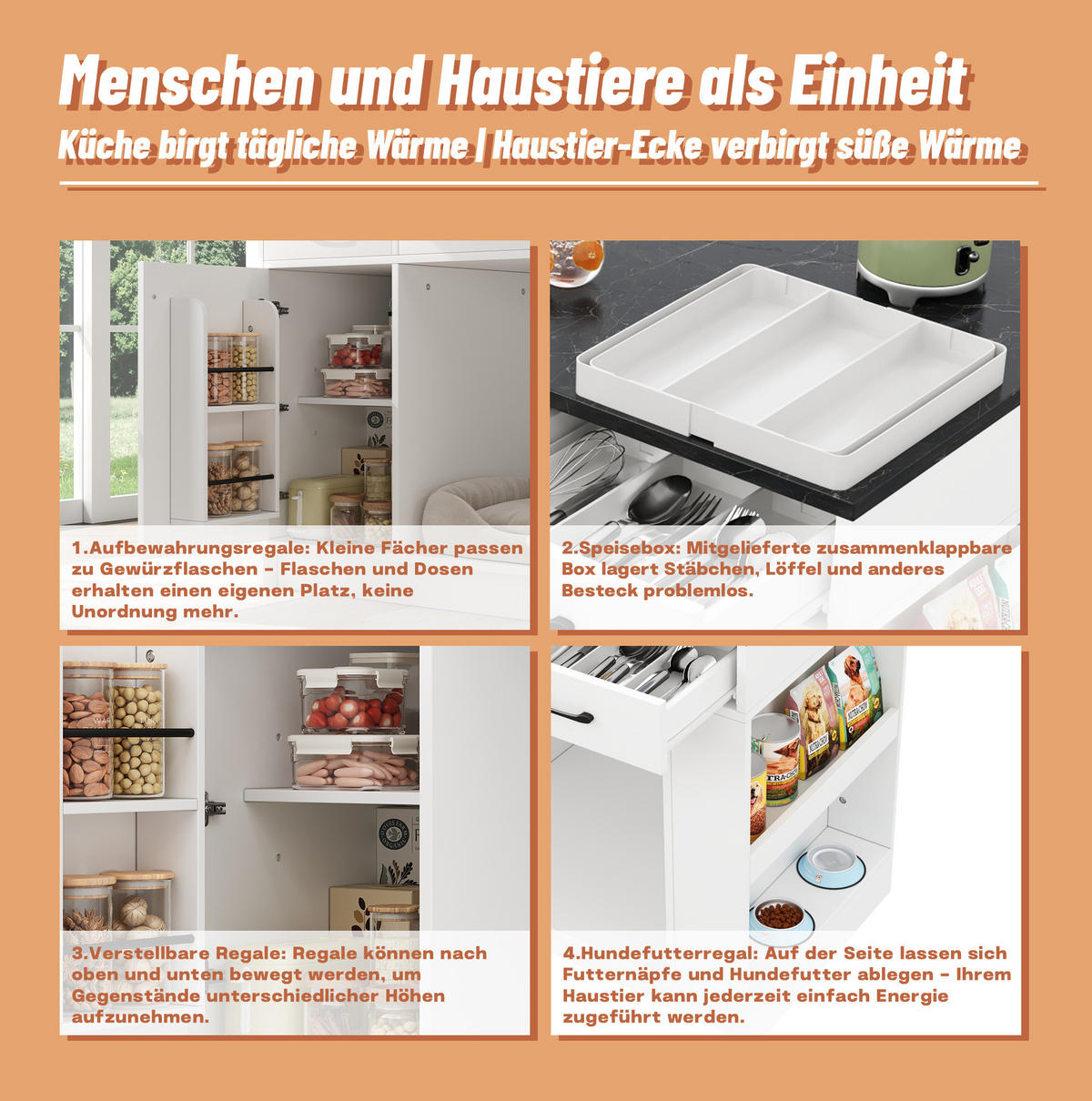 KÜCHENINSEL 120/60/90 cm weiß mit 3 Schubladen - Weiß, Holzwerkstoff (120/90/60cm) - OKWISH
