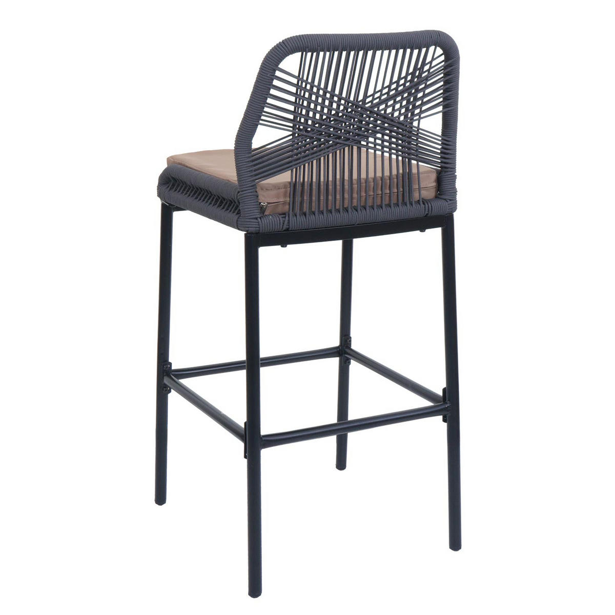 GARTENSTUHL 2er-Set HxBxT 101x45x52cm Sitzhöhe 76cm Anthrazit Kissen Taupe Seilgeflecht Metall - Anthrazit, Metall (45/101/52cm) - PROREGAL