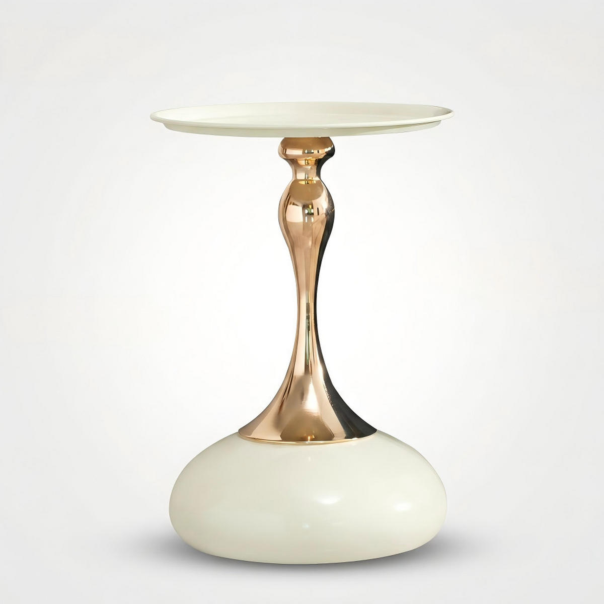 COUCHTISCH Beistelltisch Nachttisch mit Metall-Tray-Oberfläche stabile Basis modern kompakte Form Standardgröße - Goldfarben/Weiß, Metall (38/38/54cm) - EVRYAE