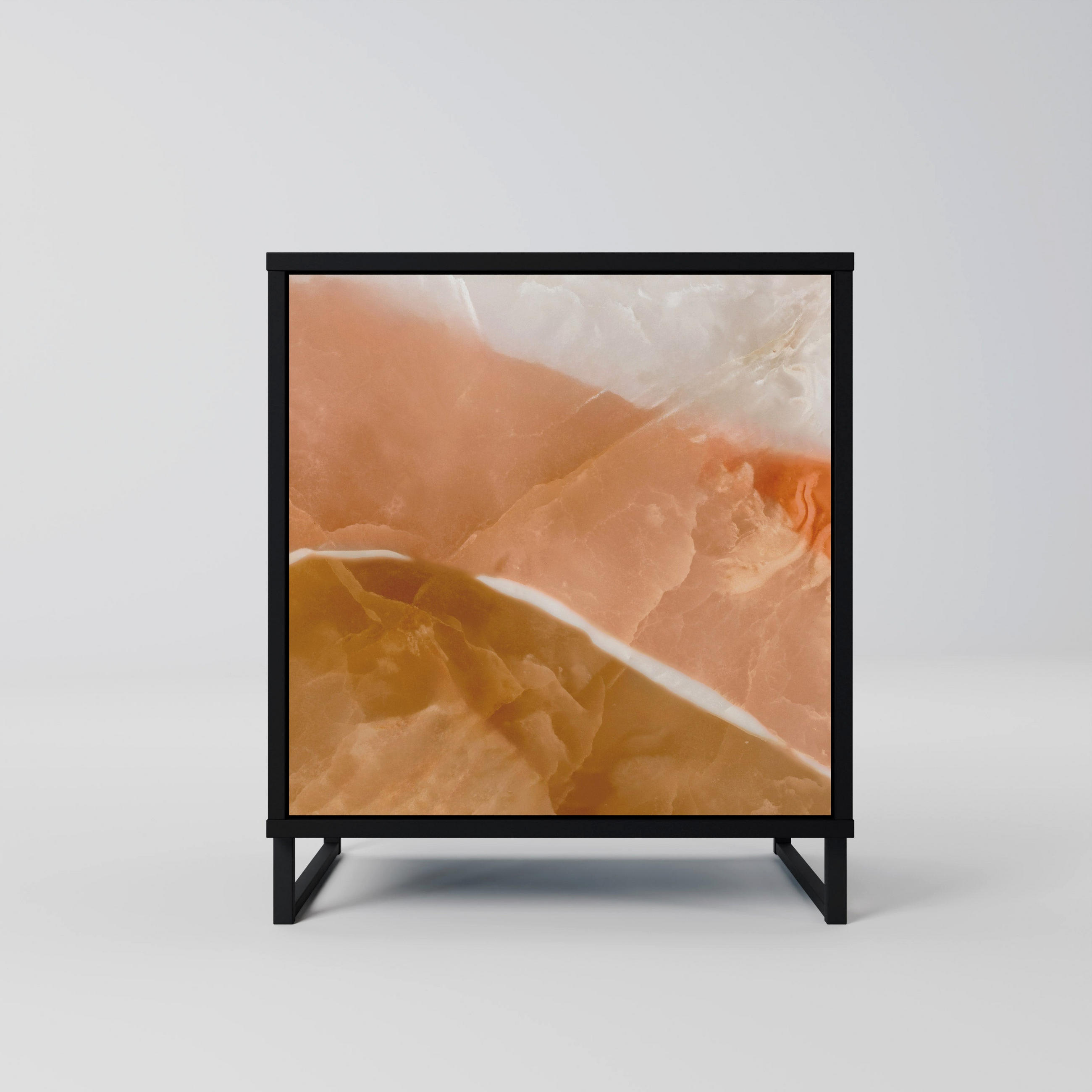 SIDEBOARD SANDHILLS SPLENDOUR, Schwarz, 57,5x42x67,5 cm, Schwarze Metall-Rahmenfüße - Multicolor/Schwarz, Holzwerkstoff/Metall (57.5/67.5/42cm) - SpaceRebels
