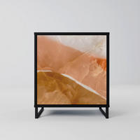 SIDEBOARD SANDHILLS SPLENDOUR, Schwarz, 57,5x42x67,5 cm, Schwarze Metall-Rahmenfüße - Multicolor/Schwarz, Holzwerkstoff/Metall (57.5/67.5/42cm) - SpaceRebels