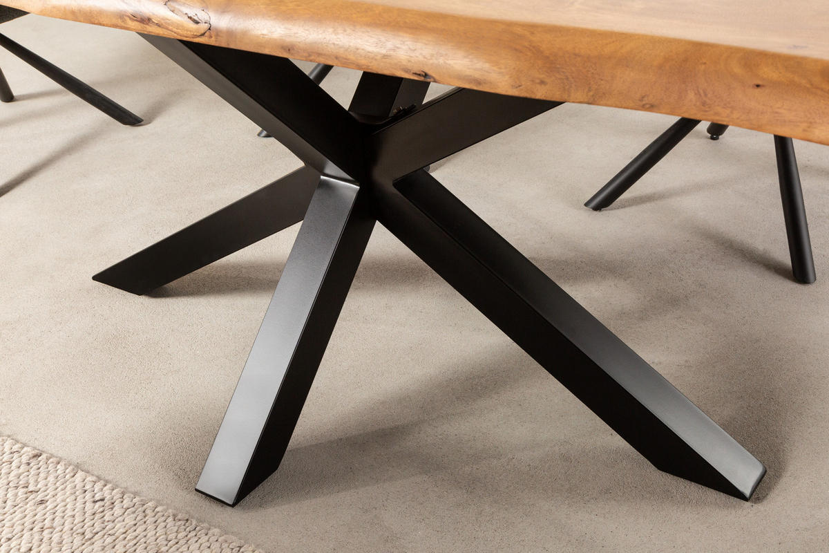 ESSTISCH MAMMUT NATURE Akazie 220cm - Schwarz/Braun, Holz/Metall (100/220/77cm) - riess-ambiente