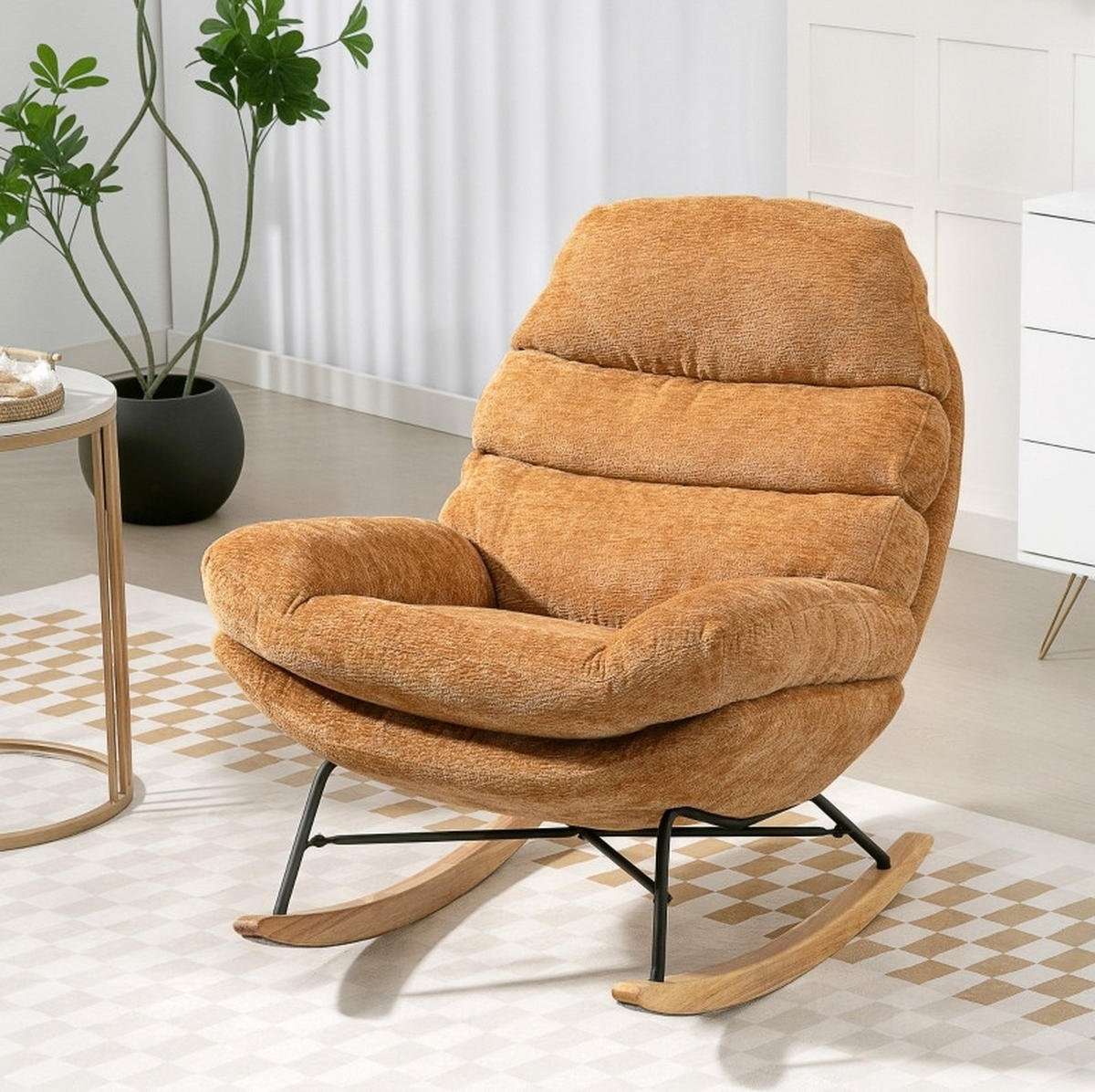 HOJDACIA stolička, 80/103/91 cm žltá, polyester - oranžová, textil (80/91/103cm) - BEAOK