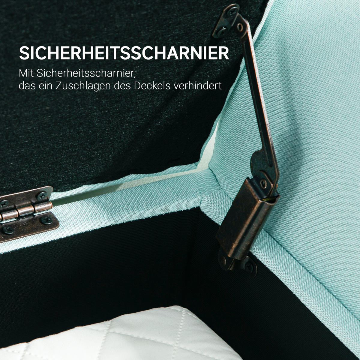 SITZBANK mit Stauraum, Polsterbank mit Leinenoptik, Sitzhocker Aufbewahrungsbox - Grün, Kunststoff (44/58/116cm) - HOMCOM