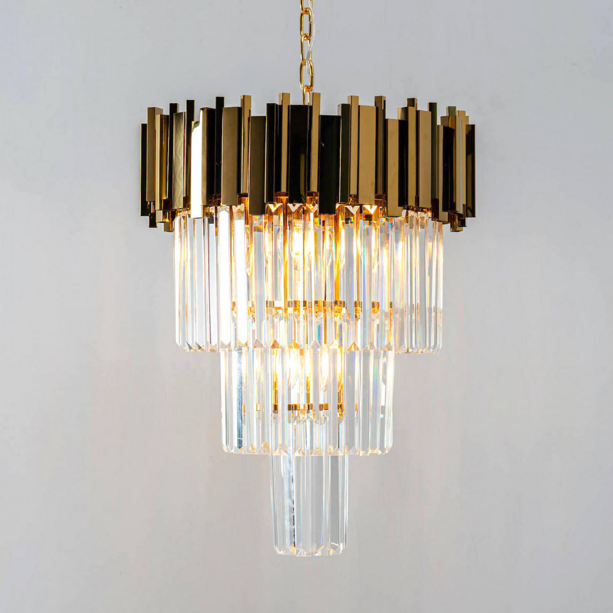 HÄNGELEUCHTE Francesca, Gold / Messing, 60cm - Goldfarben, Glas (50/50/60cm) - KOSILUM