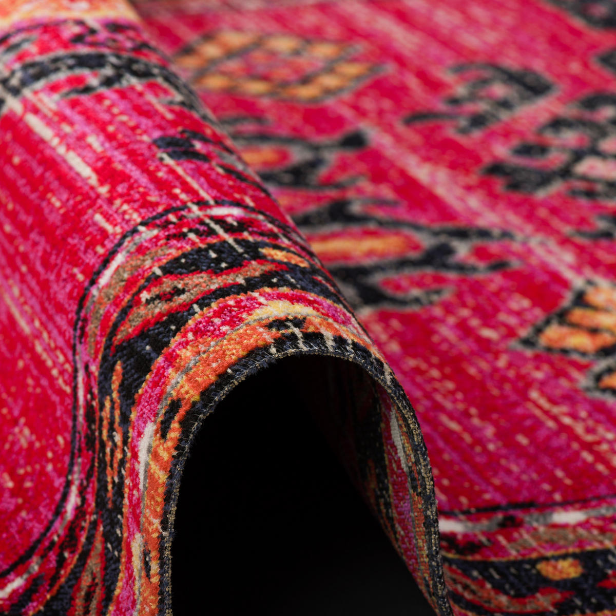 KURZFLOR DESIGNER TEPPICH MODERN VINTAGE ORIENT MUSTER - Rot, Textil (80/150cm) - Pergamon