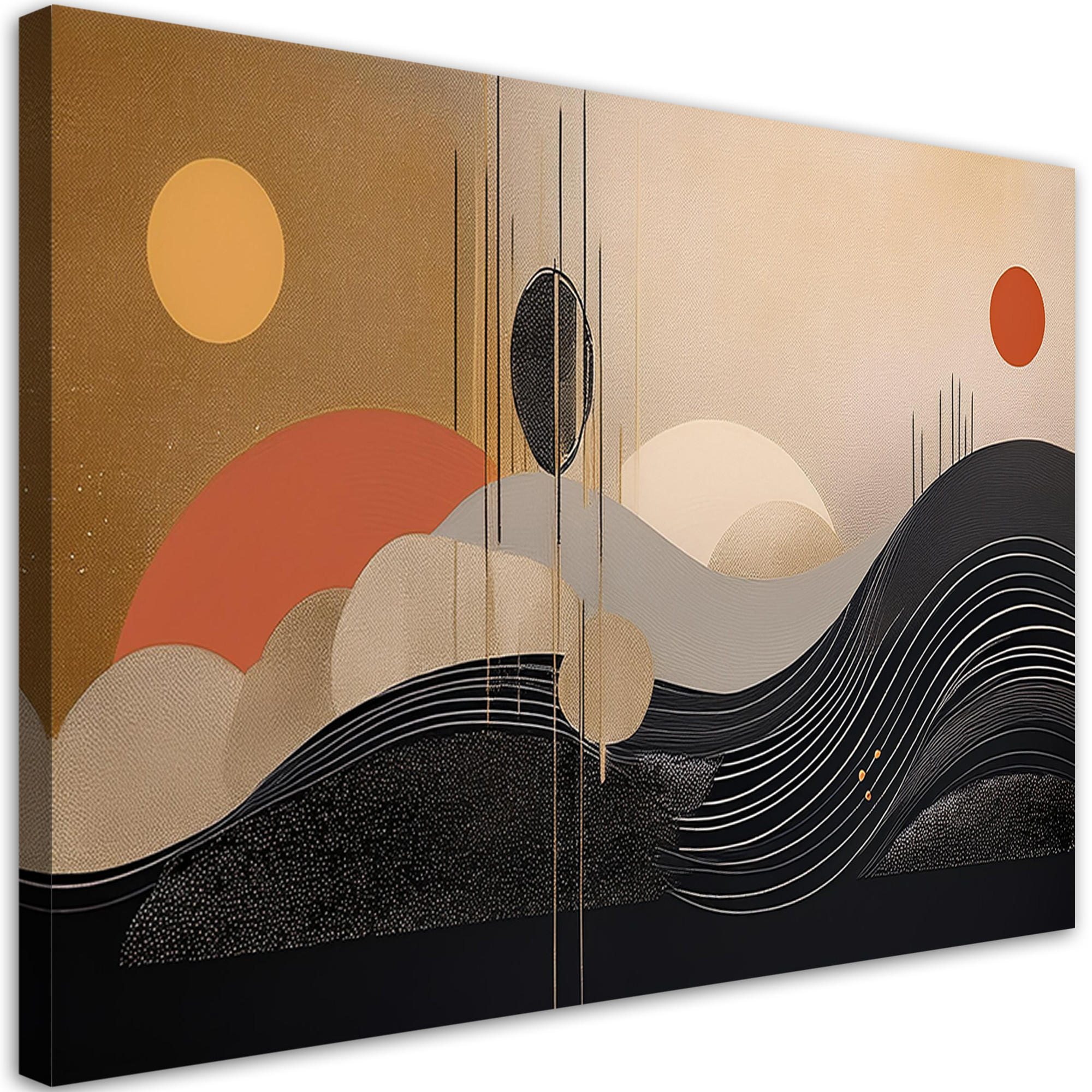 WANDBILD kreise linien geometrische abstraktion - Grau, Textil (60/40cm) - Feeby