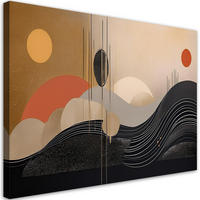 WANDBILD kreise linien geometrische abstraktion - Grau, Textil (60/40cm) - Feeby