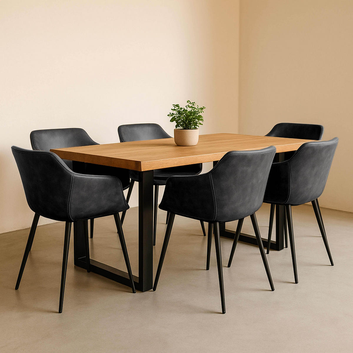 ARMLEHNENSTÜHLE 2-tlg., Schwarz - Schwarz, Textil (58/83/58cm) - Oviala