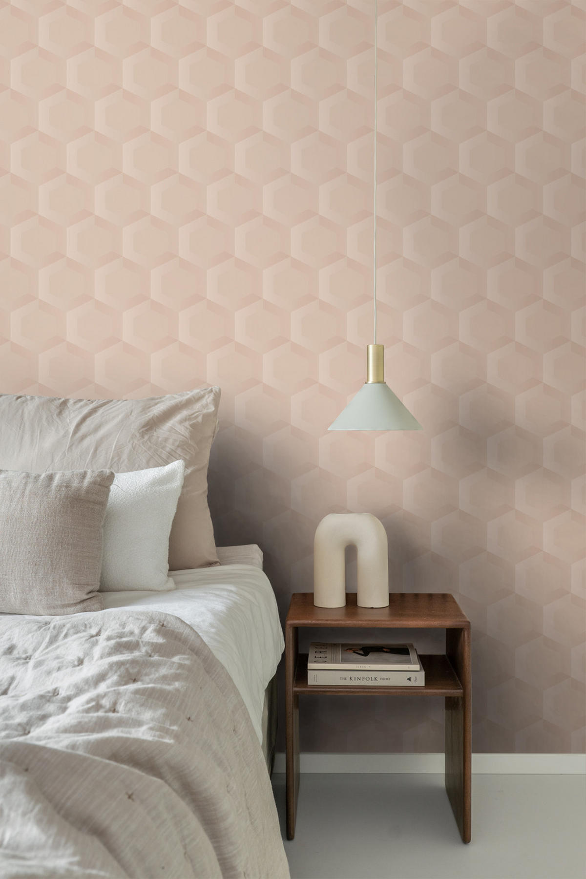 TAPETE 3D Wabenmuster 53 cm x 10.05 m - Pink, Papier (53/1000cm) - Origin Wallcoverings