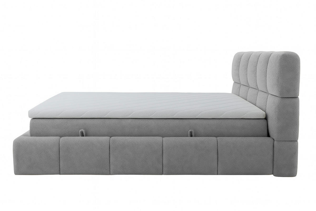 BOXSPRINGBETT AURA mit Topper und Bettkasten, Dunkelgrau, H4 Pocket, 200x200 cm - Dunkelgrau, Textil (200/200cm) - KS Home Concept