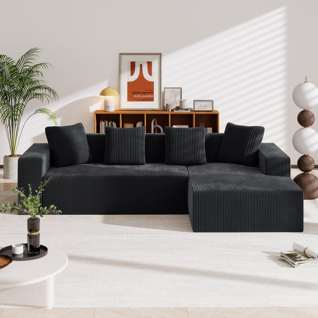 Thumbnail - Redom Modulares, Schwarz, Textil, 261x146 cm, Wohnzimmer, Sofas & Couches, Wohnlandschaften, Ecksofas