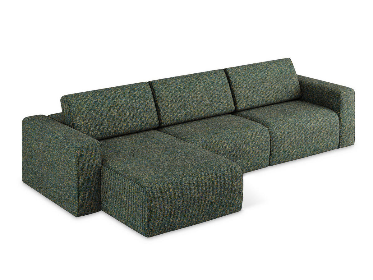 ECKSOFA Links Strukturstoff Stoff Grün - Blau/Schwarz, Kunststoff/Textil (167/314cm) - Makamii