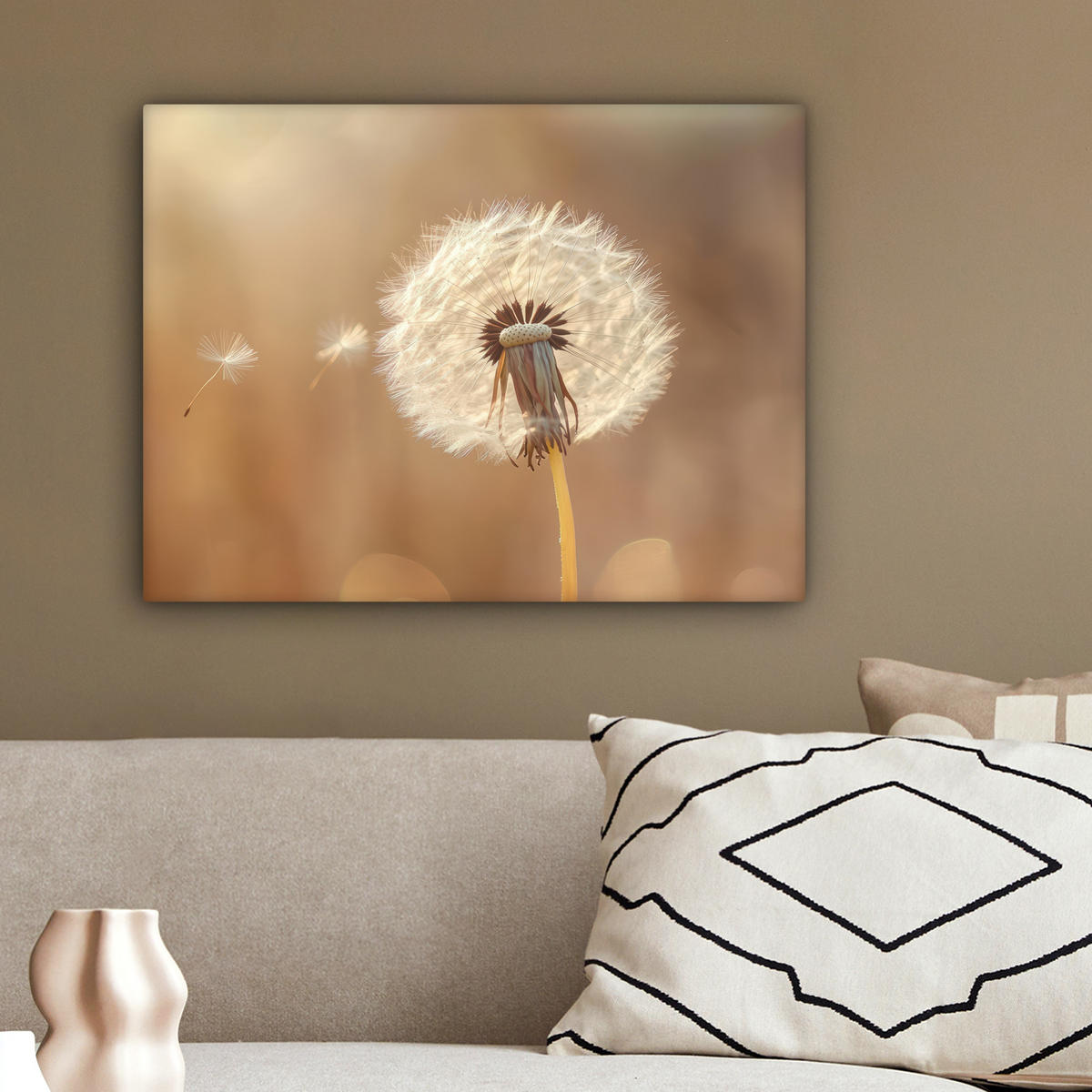LEINWANDBILD Löwenzahn - Beige - Natur - Blume 40x30 cm - Hellbraun, Textil (40/30cm) - MuchoWow