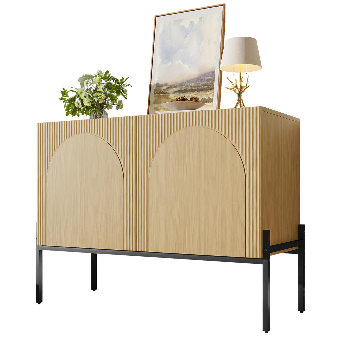 KOMODA 100x40x75 cm Prirodna 2 vrata - prirodne boje, drvni materijal (100/75/40cm) - FLIEKS