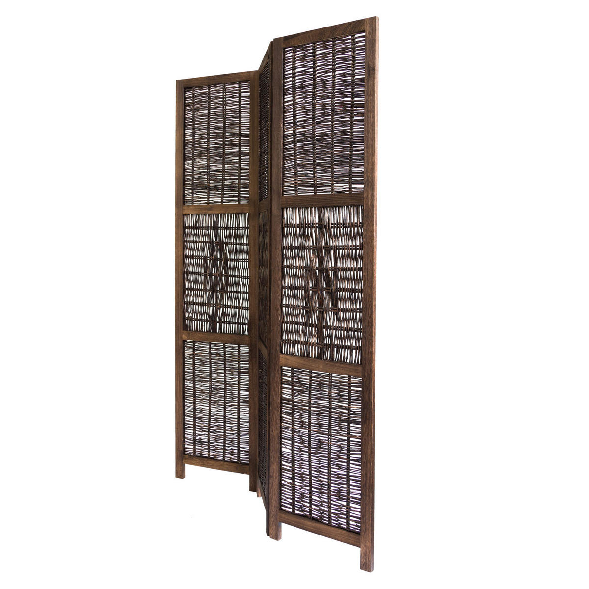 PARAVENT 3-tlg. 120/170 cm Braun Weide geflochten - Braun, Holz (120/170/2cm) - Homestyle4u