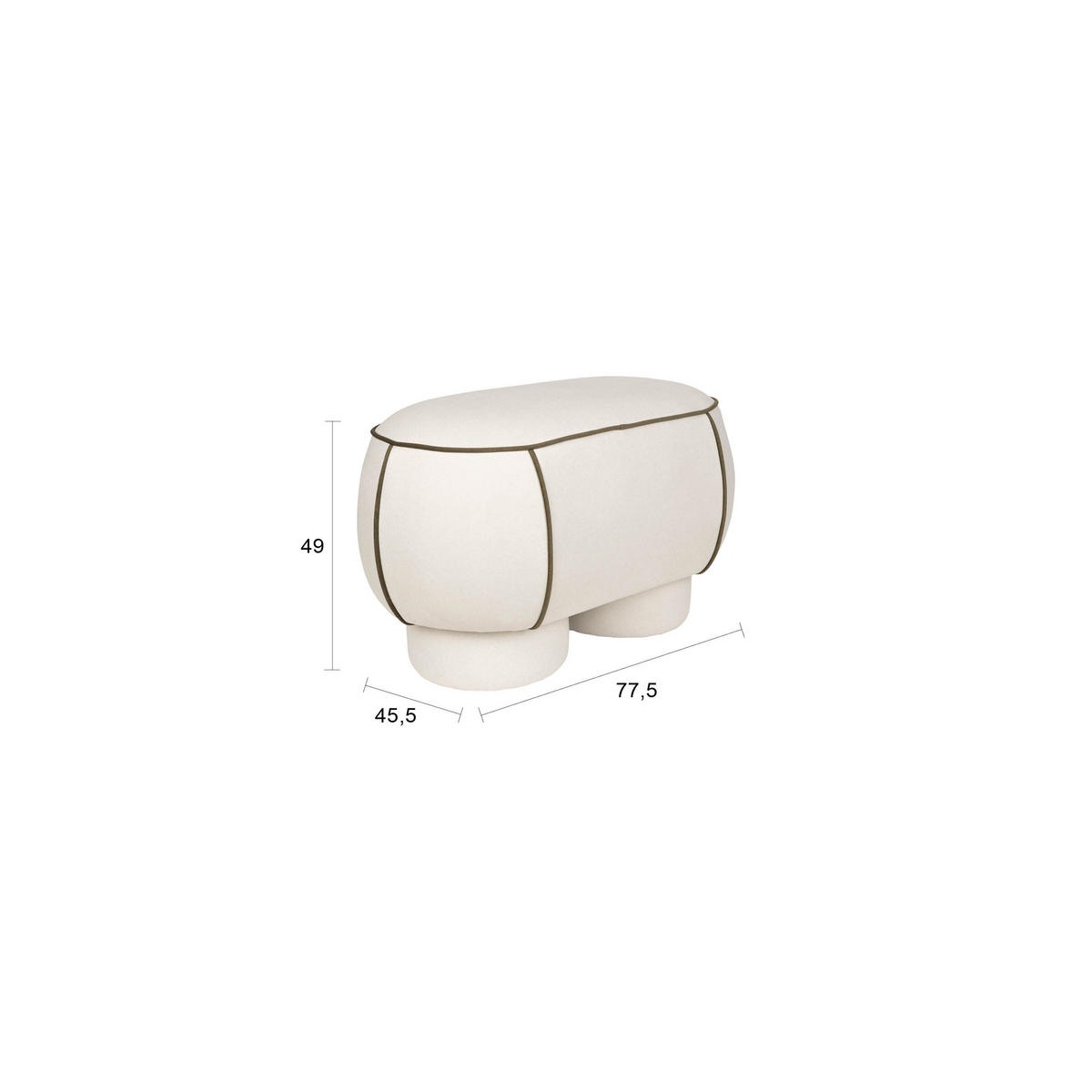 SITZBANK Marina Hocker M Weiß - Weiß, Kunststoff (77.5/49/45.5cm) - Housecraft Living