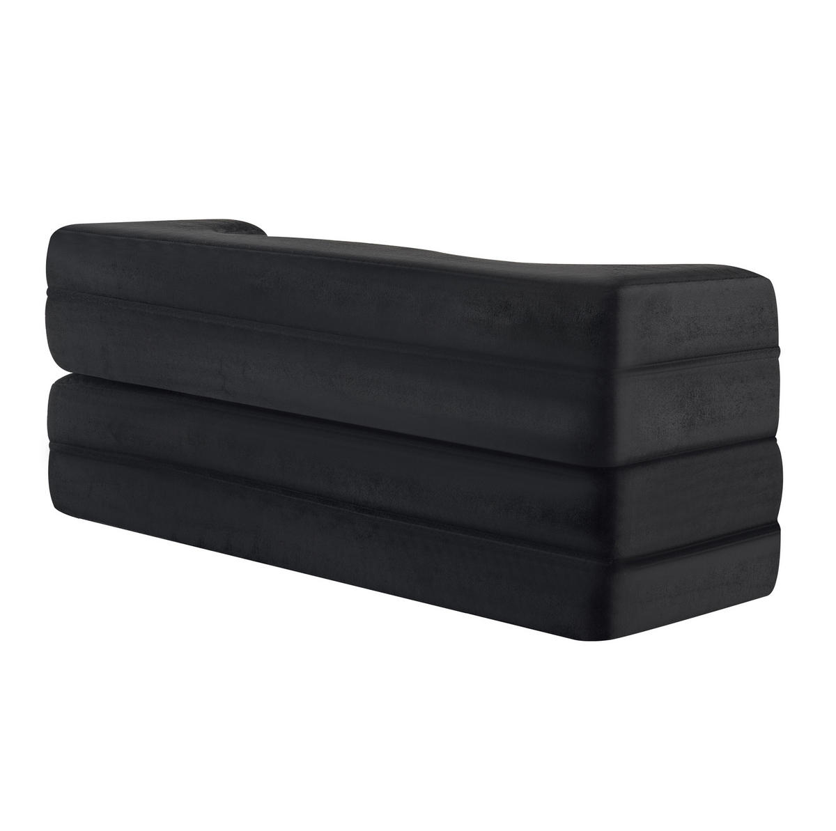 SCHLAFSOFA 2-in-1 klappbar mit hochdichter Schaumstoffpolsterung und 2 Kissen, Schwarz - Schwarz, Kunststoff (180/70/55cm) - Redom