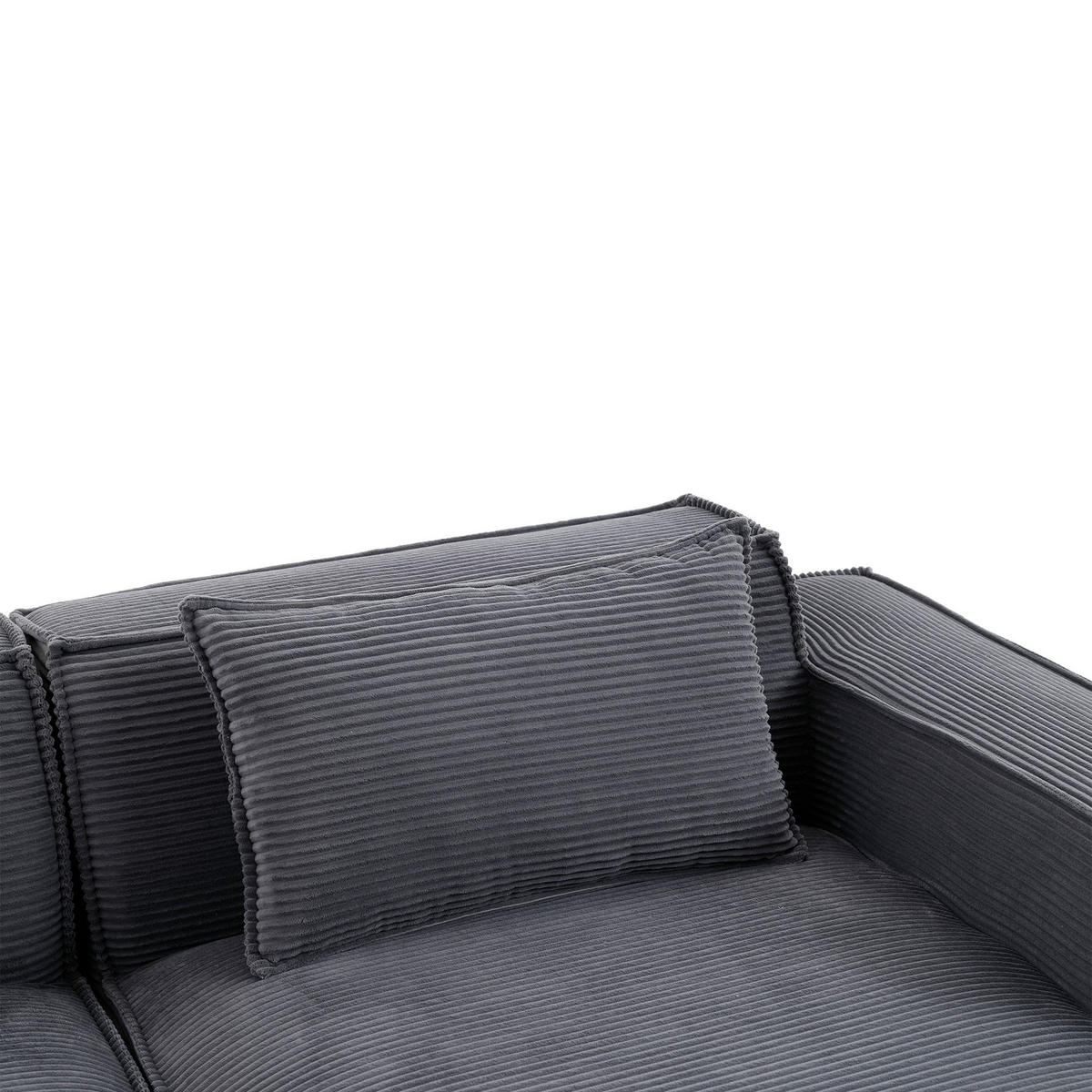 ECKSCHLAFSOFA L-/U-/2-er Sofa mit Schlaffunktion,Modulsofa,Cord,Grau - Grau, Textil (129/233cm) - LVHOM
