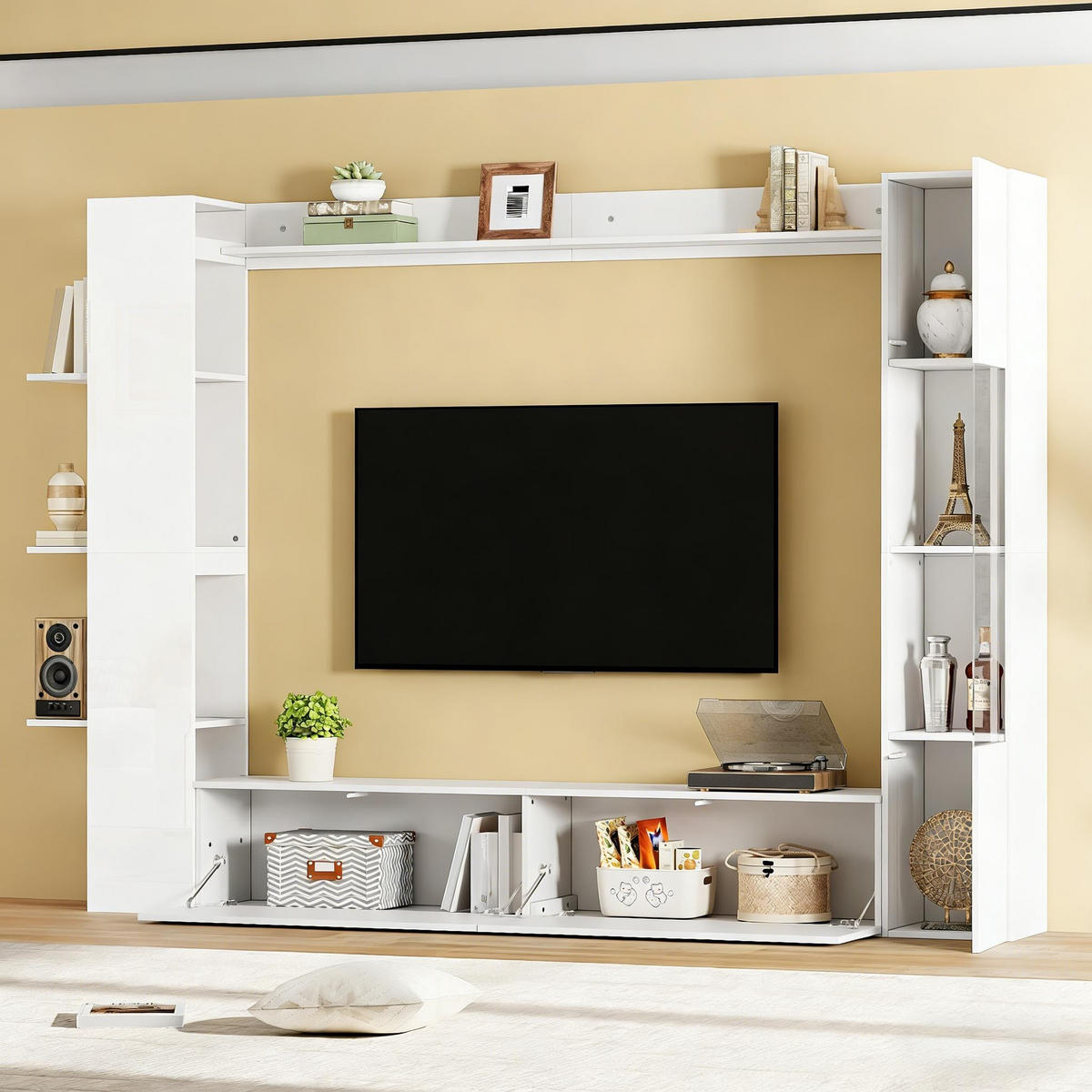 TV-ELEMENT 245/30/170 cm Weiß mit Türanschlag wechselbar und Stauraum (4 Stück) - Weiß, Holz (228/170/30cm) - Oxeza