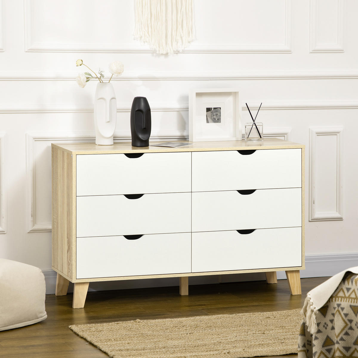 KOMMODE Beige und Holzoptik 120/40/76 cm - Eichefarben, Holzwerkstoff (120/76/40cm) - PANGIVO